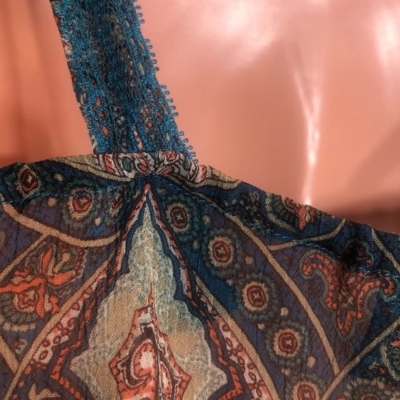 Semi sheer boho glam tank blouse, L - Picture 9 of 10